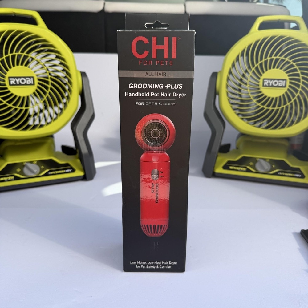 CHI Grooming Plus Handheld Pet Hair Dryer Cats Dogs Low Noise Red Lightweight